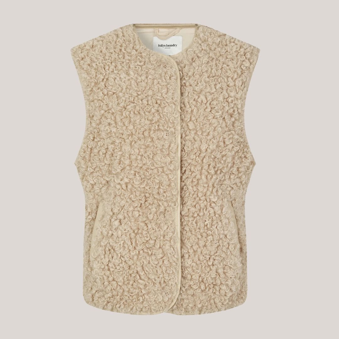VadaLL Vest SL, pelsvest fake-fur i sand