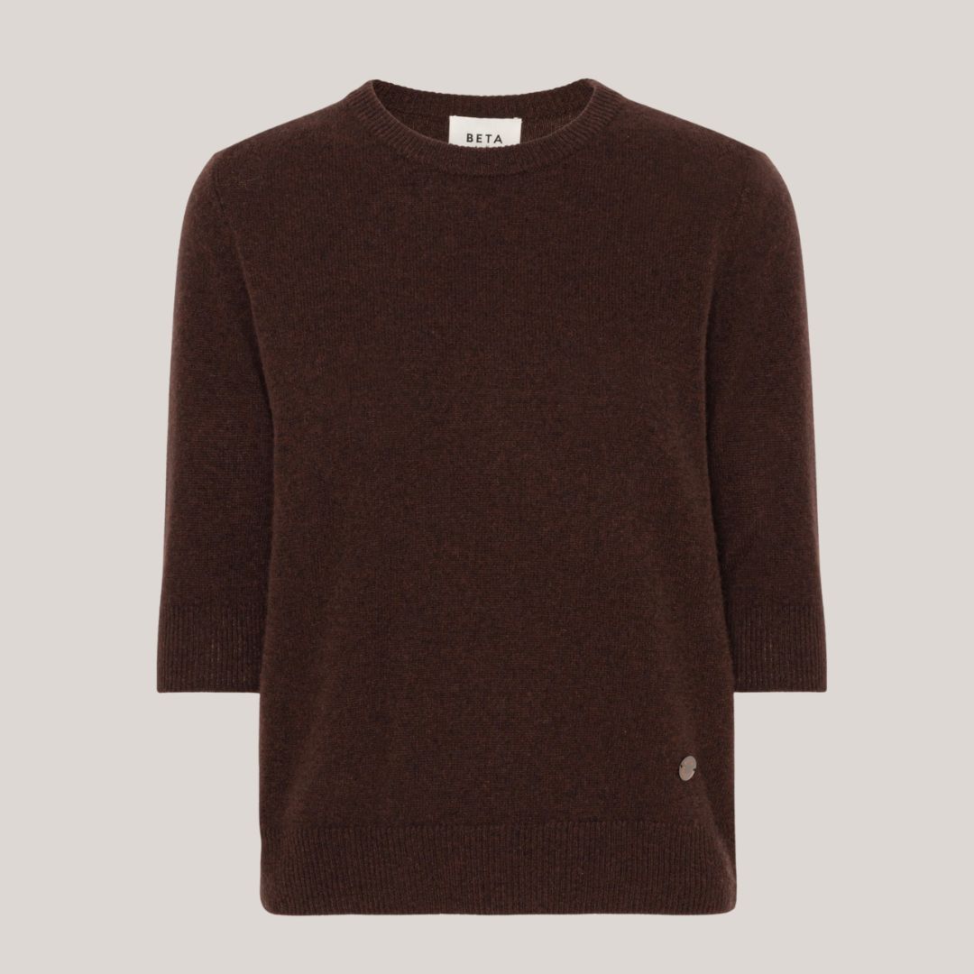 Anna Lady Sleeve, Cashmere strik i coffee brown