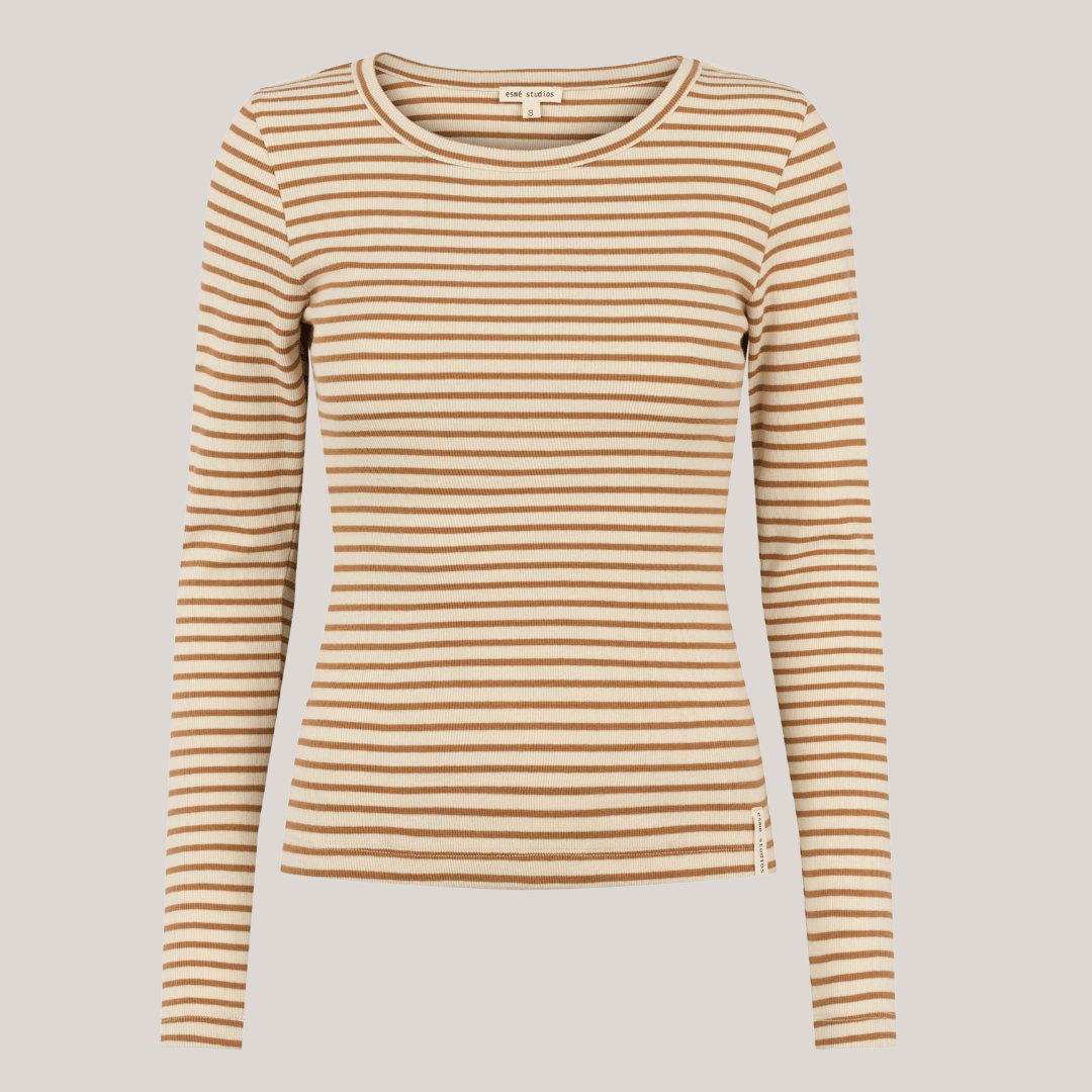 Esblossom Stripe Ls Top Gots Stribet Langærmet T-shirt