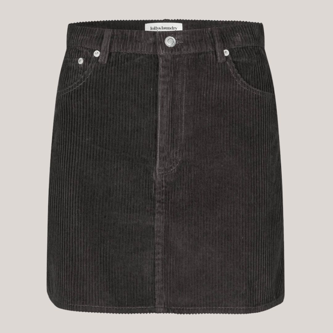 EvasLL Kort Nederdel i fløjl i sort-brun