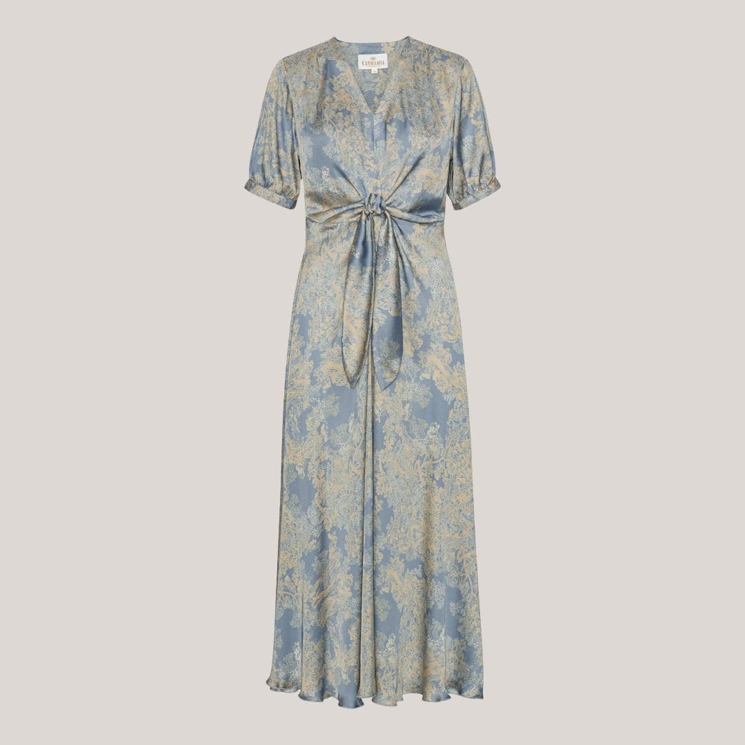 Faye Dress Sky Forest Lang Kjole I Blåt Print