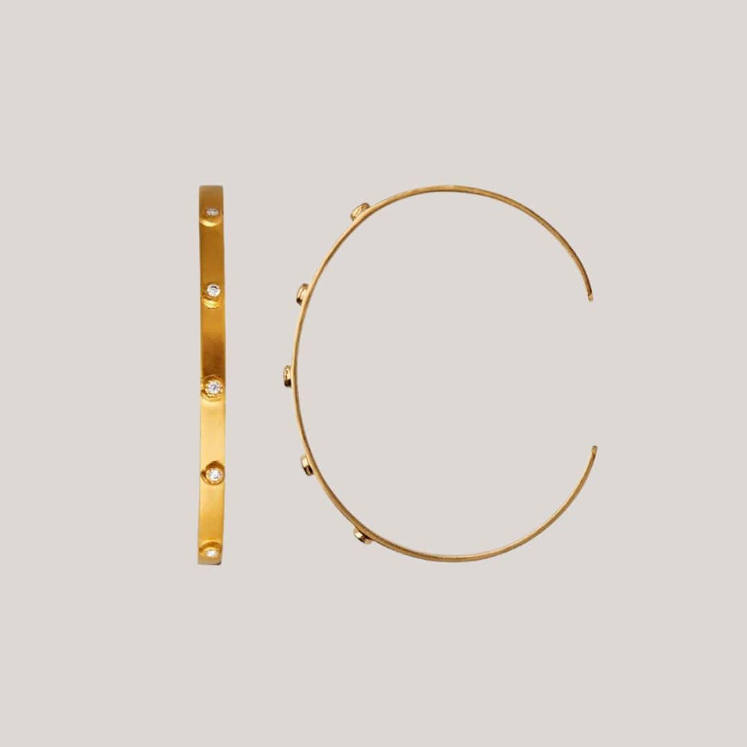 Flow Bracelet Bangle Armbånd Forgyldt Sølv Med Fem Sten