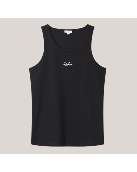 Lala Berlin Tanktop Teo rib black med logo - Tøj