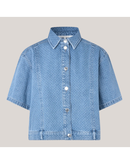 Cama Denim Shirt, blå denim skjorte med korte ærmer - Second Female