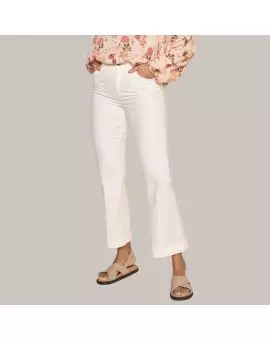 Jessica Spring Pant, bukser i råhvid med vidde benene - Mos Mosh