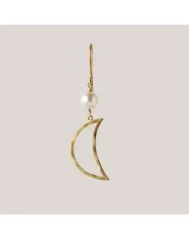 Bella Moon Earring With Pearl, måne ørering forgyldt - STINE A Jewellery