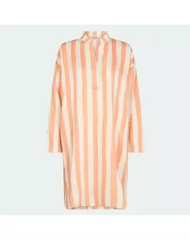 Siljana Stripe Dress, stribet kjole med brede orange og hvide striber - Udsalg Kjoler