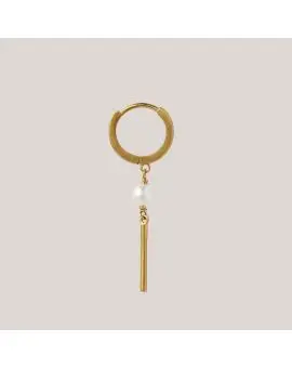 Huggie with pin and pearl golden, ørering med perle forgyldt - STINE A Jewellery