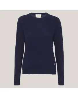 O-neck basic cashmere, strik bluse med rund hals i navy blue - BETA studios cashmere strik