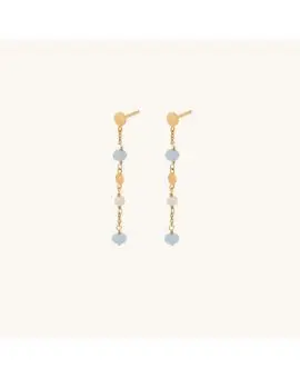 Afterglow Sea Earchains golden, øreringe med blå sten og perler forgyldt - Pernille Corydon Øreringe