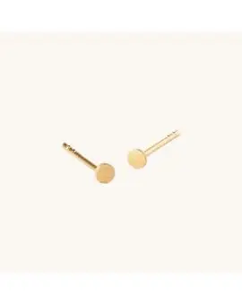 Micro Coin Earsticks golden, små runde ørestikker forgyldt - 