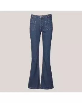 Ann Charlotte Jeans Wash Middark Nottingham, jeans i blå med flare og lommer - Ivy Jeans