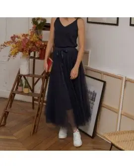 Tulle tyld skirt i navy blue - Pistache