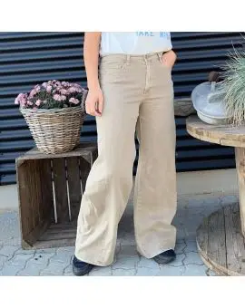 9240 Julietta jeans colored, bukser med brede ben i sand - Cabana Living Bukser