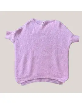 M3025831 knit sweater, lang strik i baby pink med kort ærme - Sweaters & Strik