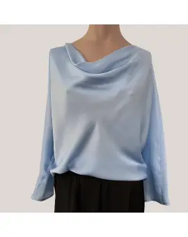 CLA6 Light blue top, langærmet vandfalds bluse i lyseblå - Imperial Bluser & Skjorter