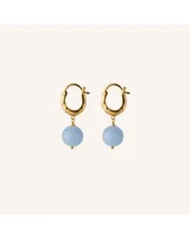 Blue Sky Earrings - ørering i forgyldt med en blå perle - 