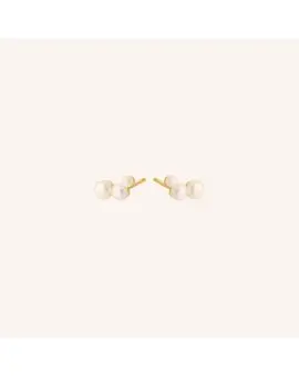 Treasure Earsticks gold-plated, ørestikker med tre perler - 