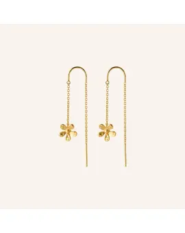 Wild Poppy Earchains gold-plated, øreringe med kæde og blomstervedhæng af valmue - 