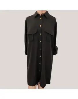 AACVJDFORO dress, skjortekjole med bælte i sort - Kjoler