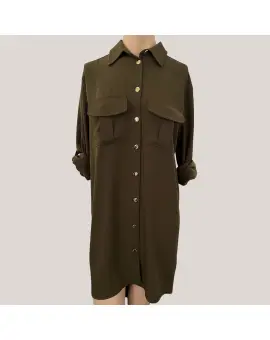 AACVJDFORO dress, skjortekjole med bælte i army - Kjoler