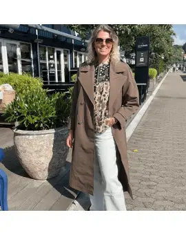 WBLjeressa Trenchcoat, lang frakke i mørke grøn - With Black