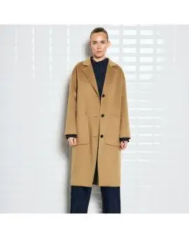 WBL Celine wool coat, uld frakke i camel - With Black