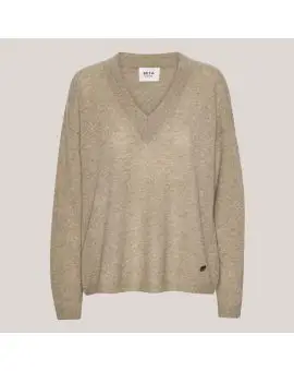 Haima V-Neck, Cashmere strik med V-hals Oak Brown - BETA Studios