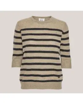 Bianca Striped Lady Sleeve, Cashmere strik med brune striber - Nyhedsbrev uge 46