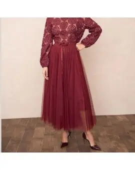 Tulle tyld skirt i bordeaux - Pistache