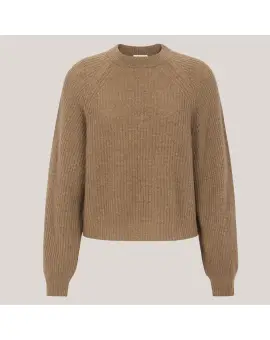 ESJutta O-neck Knit, strik bluse i brun med rund hals - Esmé Studio