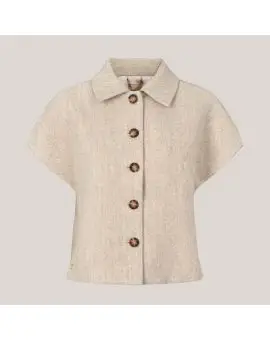 PBO Tona waist coat, kort uld jakke i sand - Cardigan