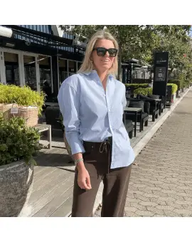 WBL Noa LS Striped Shirt, blå oversize skjorte med striber - With Black