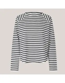 LivaLL T-shirt med lange ærmer, stribet bluse sort/hvide - Vinter SALE -50%