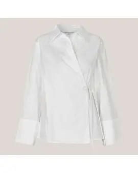 Noova Wrap Shirt white, hvid skjorte med slå om effekt - Second Female Bluser & Skjorter