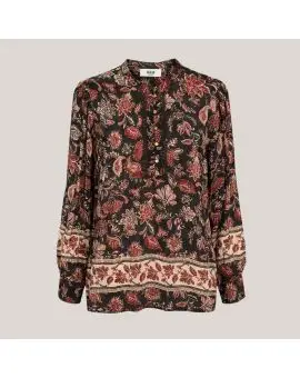 Rosa shirt, skjorte i sort med røde blomster motiver - Vinter SALE -50%