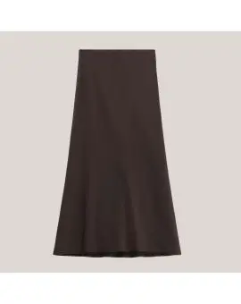 GHN4KBA lang satin nederdel i brun - Nederdele