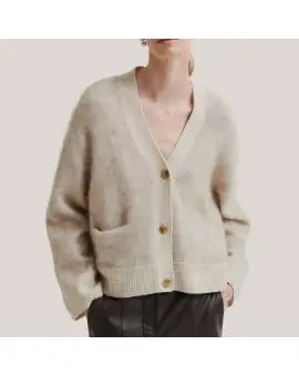 Anneleen Knit Boxy Cardigan, lys strik cardigan - Cardigan