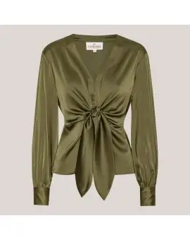 Blair Blouse – Semi Rich Olive, bluse med slå om effekt - Karmamia
