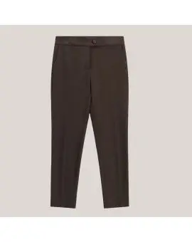 PVN2BBK suit pants, Chokolade brune bukser med satin kant - Vinter SALE -50%