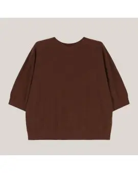 M3025868 knit, tynd viscose strik i castagna brun med kort ærme - Skjorter & Bluser