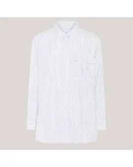 Sela Shirt, blå stribet skjorte med lomme - La Rouge