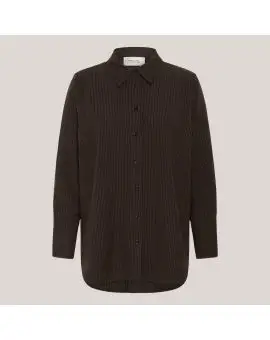 VittaMW Skjorte, skjorte i brun med lys stribe - My Essential Wardrobe