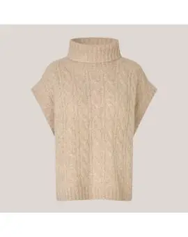 FresnoLL Strikvest SL, strik med høj hals i sand - Veste
