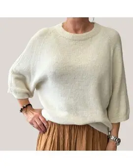 M3025871 strik i cream med 3/4 ærme længde - Imperial