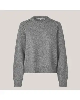 Banja Knit Raglan O-Neck, strik i grå - Second Female Strik