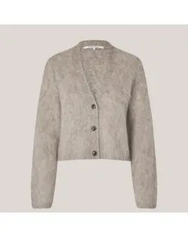 Karla Knit Cardigan, strik i sand med V-udskæring - Cardigan