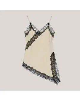 RIP0KBA satin top med blonde i cream med sort blonde - 