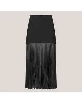 Koa Skirt, lang nederdel i sort med ciffon lag - 