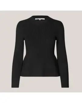 Stinna Knit Peplum, sort strik i viscose - Second Female